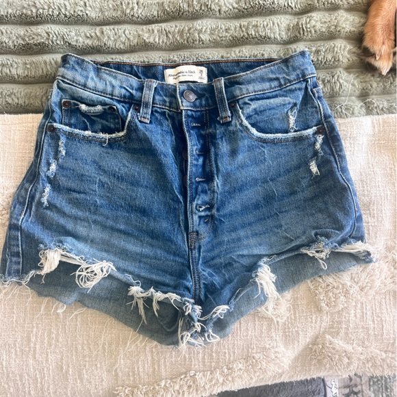 Abercrombie & Fitch Blue Jean Shorts Distressed Cut-Off - Picture 1 of 3